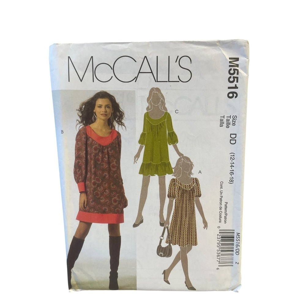 McCALL'S M5516 Misses Petite Dress Sewing Pattern Size DD 12-18 UNCUT